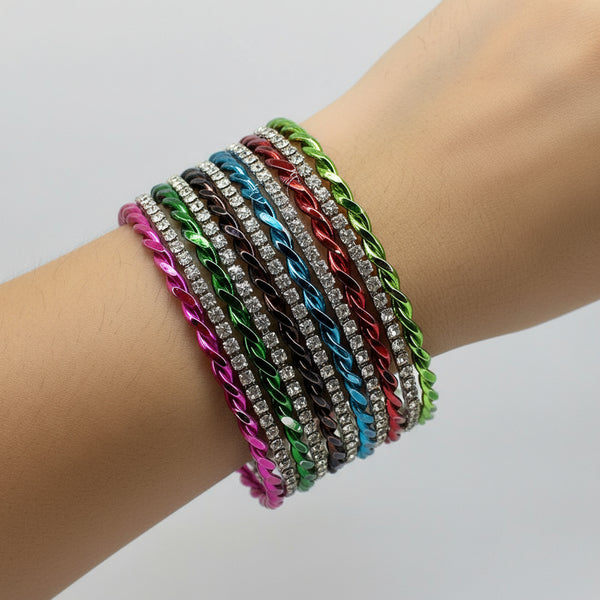 Rhinestone Radiance: Multicolor Indian Bangles