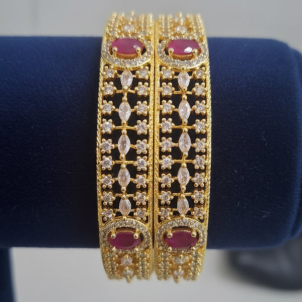 Exclusive Red Stone Gold-Toned Statement Bangles