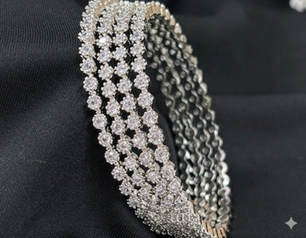 Sleek Set Of 4 CZ Diamond Bangles
