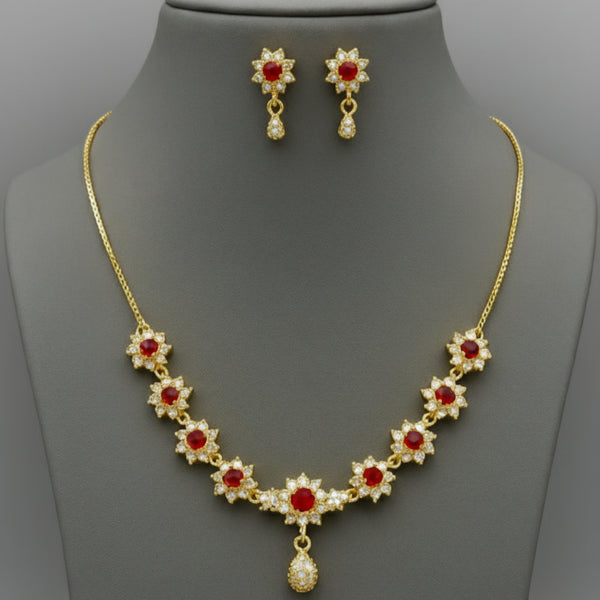 Treasury of Beauty: Inspiring red golden necklace set