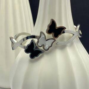 Black & White Stainless Steel Butterfly Bracelet