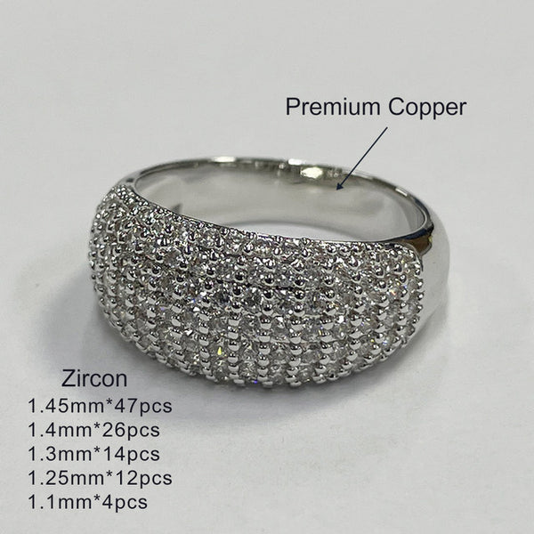 Round Diamond Moissanite Dome Ring, Round Cut Micro Pave Crescent Ring