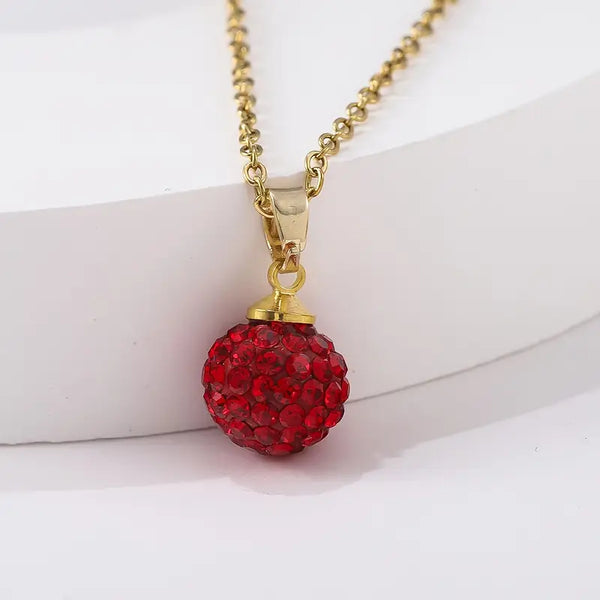 Elegant Red Crystal Pendant Necklace