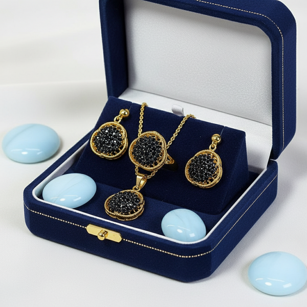 Elegant Black Stone Premium Necklace Set