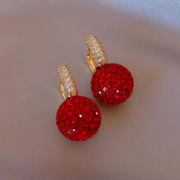 Red Cherry Rhinestone Drop Earrings