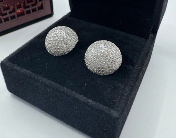 Forever Clara ~ Sterling Silver Dome Cubic Zirconia Earrings