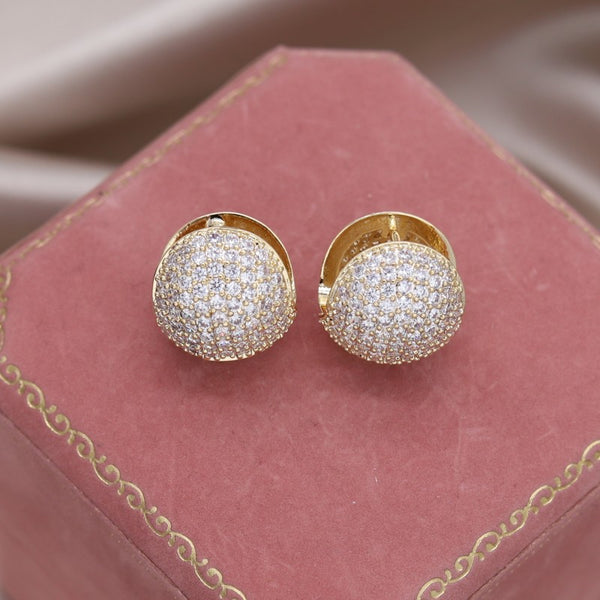 Golden Dome Cubic Zirconia Earrings