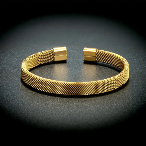 Gold-Plated Stainless Steel Mesh Cuff Bracelet