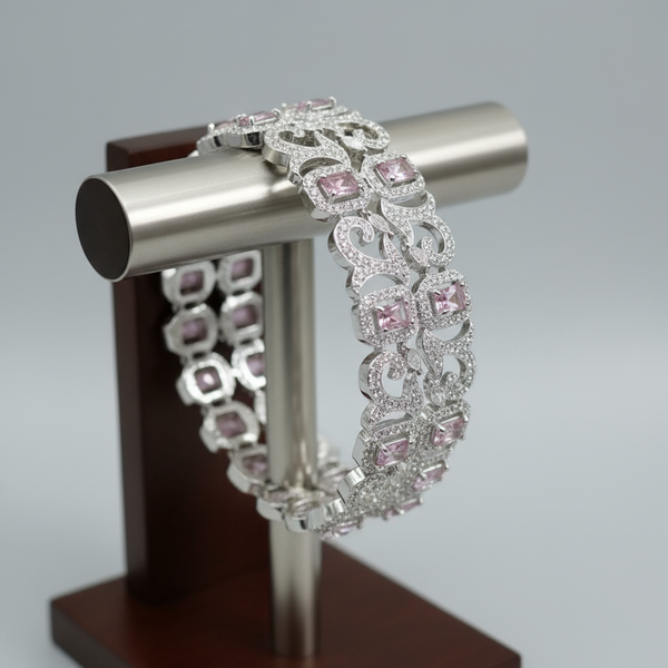 Pink American Diamond Bangles- Elegant Luxury Jewelry