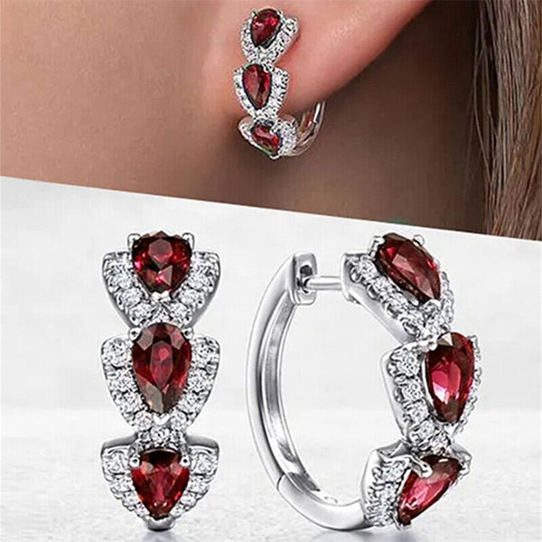 Teardrop-shaped synthetic gemstone earrings