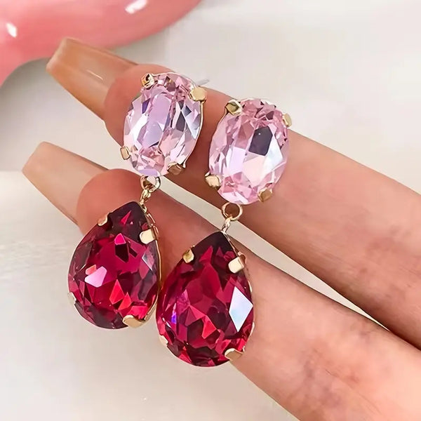 Elegant Pink Cubic Zirconia Stud Earrings