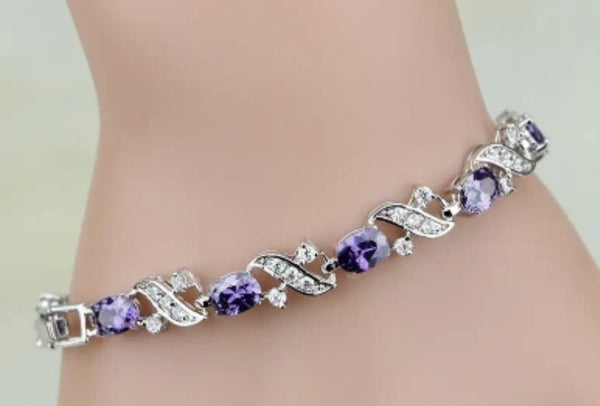 Mystic Purple Crystal White Zircon Charm Bracelets