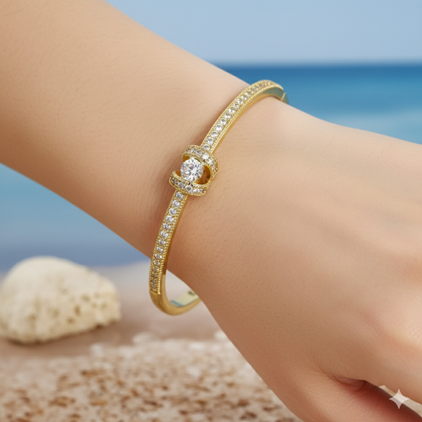 Xuping Clear Rhinestone Round Beads Copper with Zirconia Bracelet Elegant Bangle