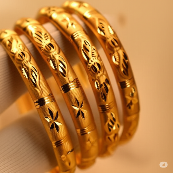 The Golden Motif Bangles