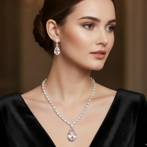 Elegant Teardrop Necklace and Earring Set