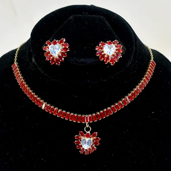 Assorted Zircon Necklace Set with Embedded White Stones