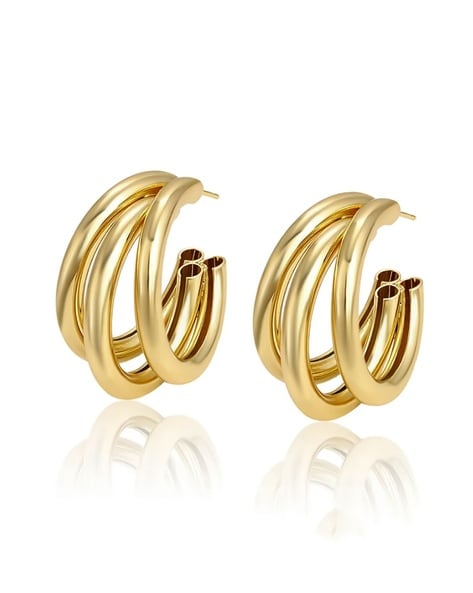 3-Layer Gold Tone Dangle Earrings for Women