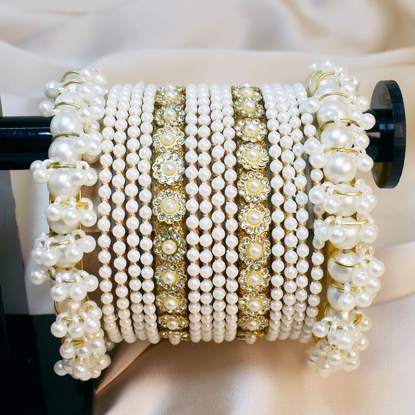 Sophisticated Shine: White Pearl Bangles