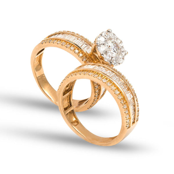 Bold Round Cut and Baguette Statement Ring Duo