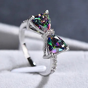 Colorful Silver Jewelry | Multicolor Bow Ring