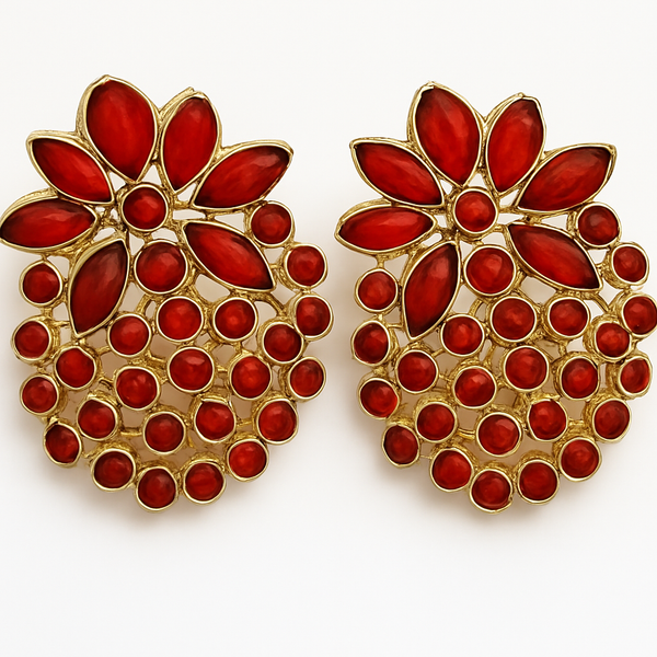 Stunnig Red Pinaleaple Shaped Earrings