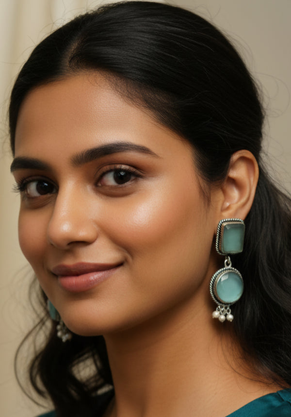 Oxidized Turquoise Stone Earrings