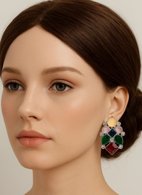 Scattered Stone Stud Earrings
