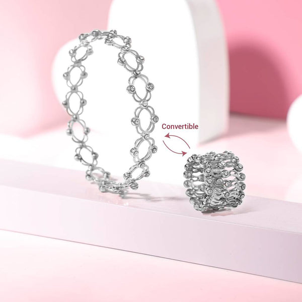 Versatile silverPlated Jewelry: Ring to Bracelet Transformation