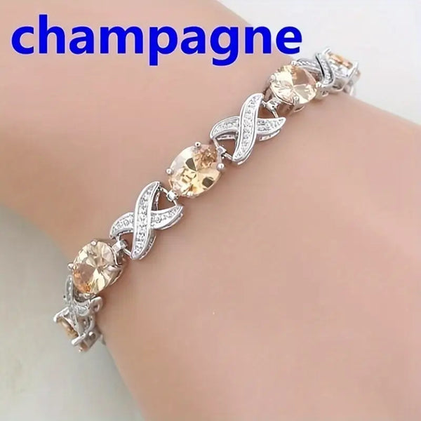 Champagne Crystal White Zircon Charm Bracelets for Women