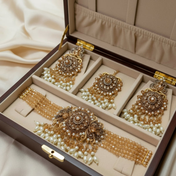 Maharani Antique Gold and Pearl Choker Set