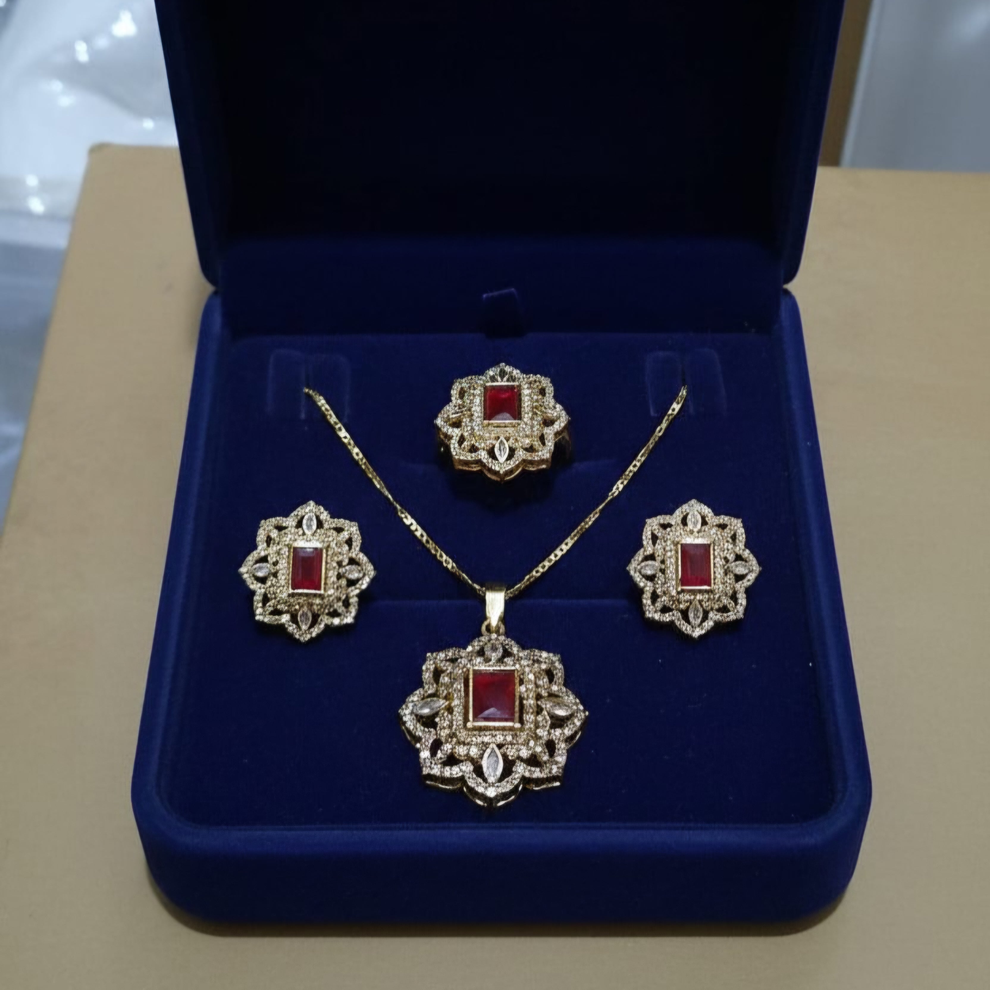 4-piece ruby red necklace set is the ultimate statement of luxury ...