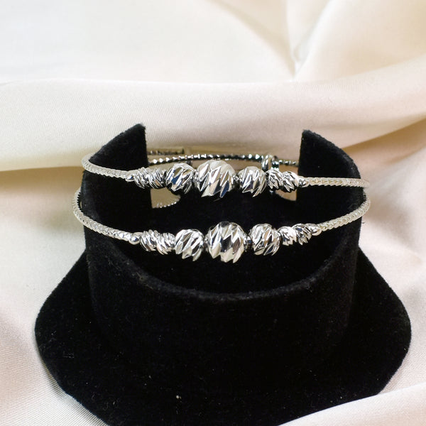 Silver Sphere Splendor: Silver-Plated Ball Bangles