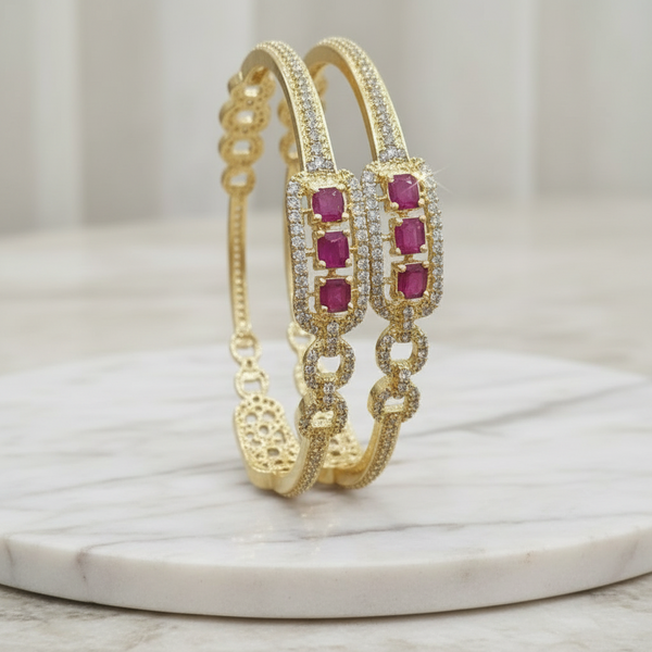 Regal Ruby & AD Stone Designer Bridal Bangles